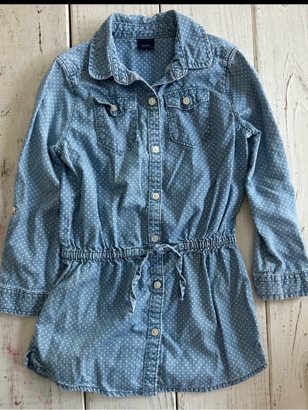 Chambray Polka Dot Tunic Dress